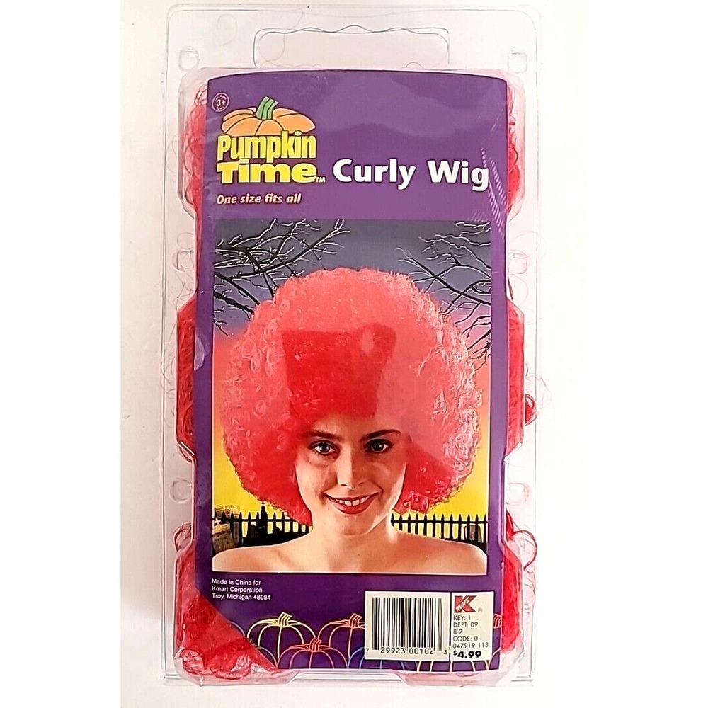 Vintage Pumpkin Time Curly Wig Red Hair Halloween Costume Dress Up New Old Stock